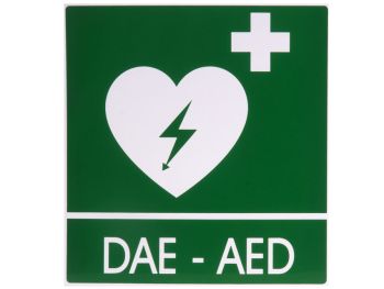 CARTELLO SEGNALATORE DAE/AED IN ALLUMINIO 29x36 cm per defibrillatori 