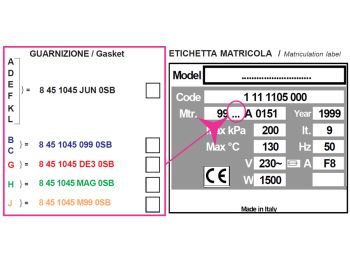 Guarnizione per autoclave H100 numero di serie A,D,E,F,K,L-Gima