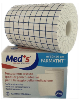 FARMATNT Cerotto Med's per fissaggio a rotolo in tnt estensibile 10 cm x 10 metri