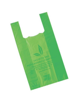 Shopper compostabili in Materbi Mini colore verde da 3 kg misura 23 + 13 x 43 cm